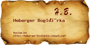 Heberger Boglárka névjegykártya